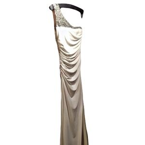 js boutique one shoulder dress JS boutique one shoulder rouched dress w/sequin appliqu black sz 6